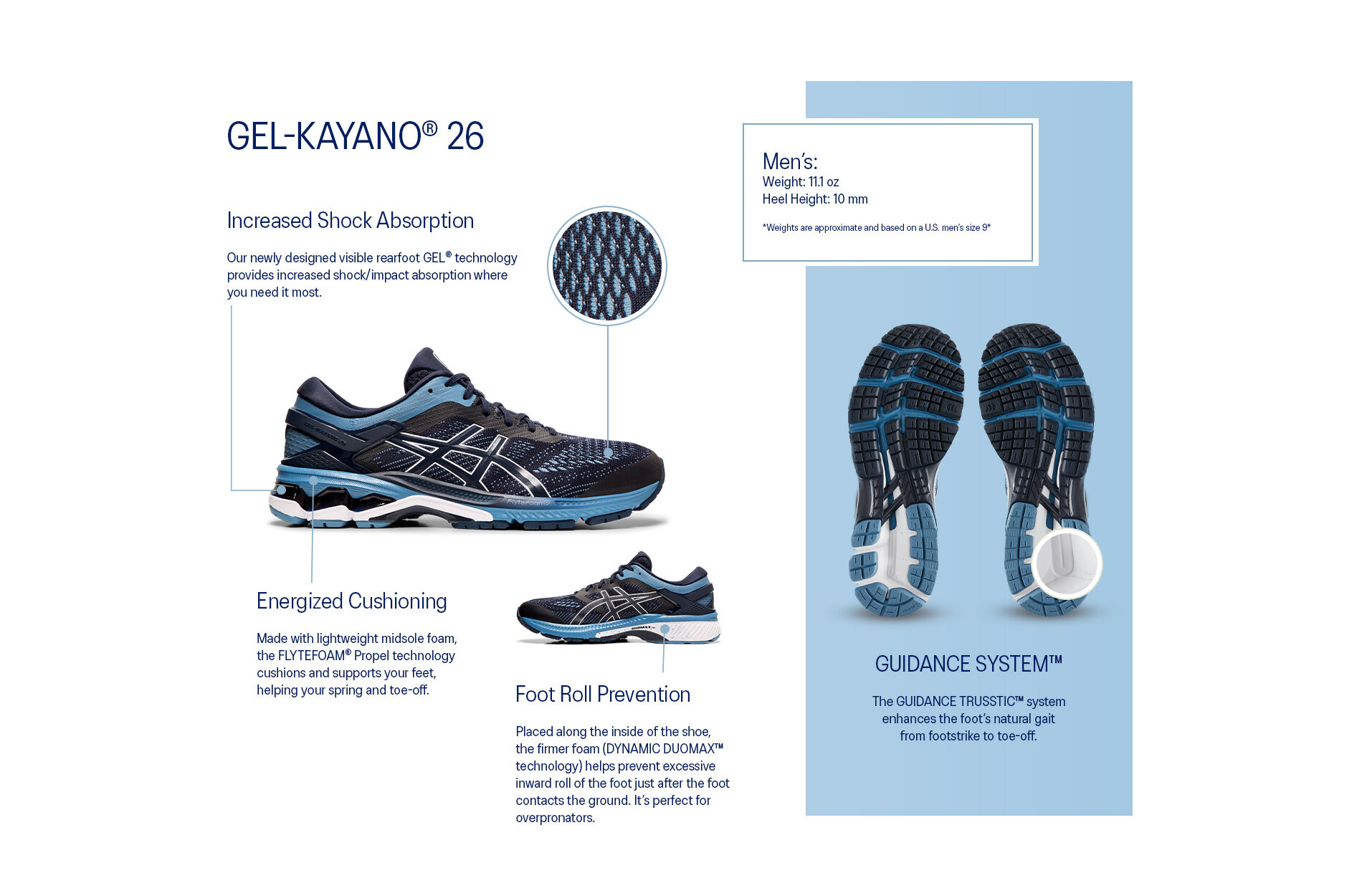 Men's GEL-KAYANO 26 | Sheet Rock/Mako Blue | Running Shoes | ASICS
