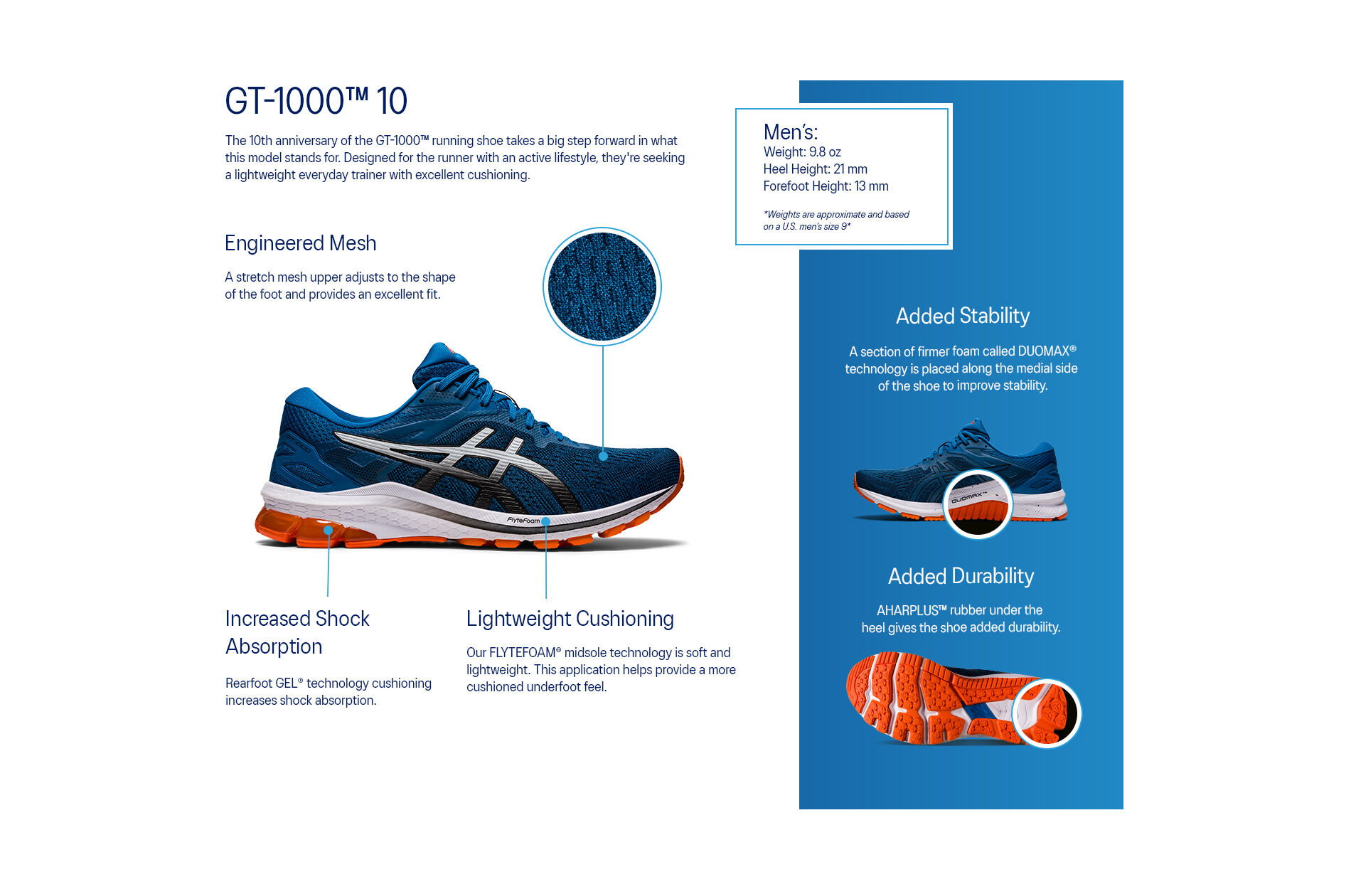 Men's GT-1000 (2E) | Reborn Blue/Black | Running Shoes | ASICS