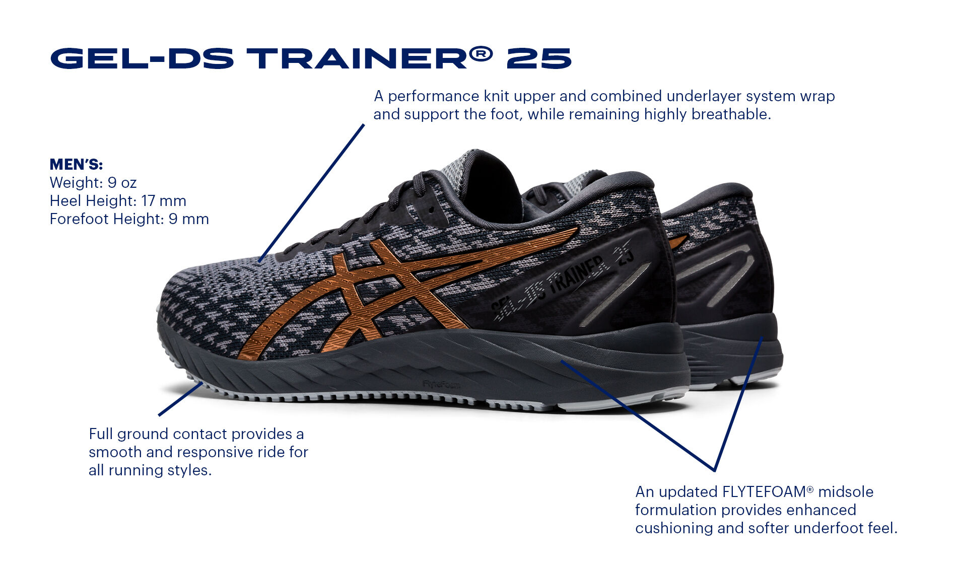 Men's GEL-DS TRAINER 25 | Black/Gunmetal | Running Shoes | ASICS