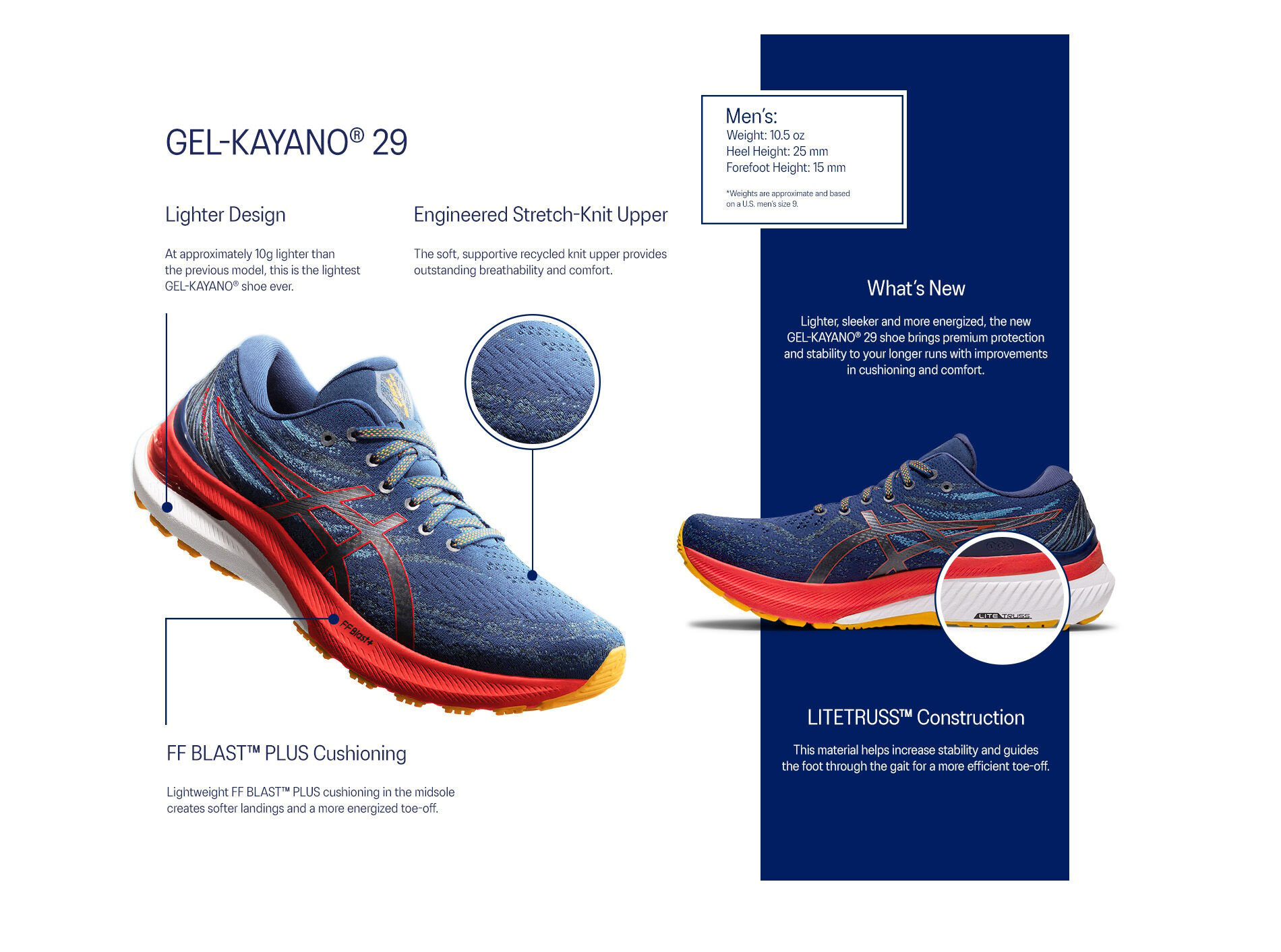 Men's GEL-KAYANO 29 | Deep Ocean/Cherry Tomato | Running Shoes | ASICS