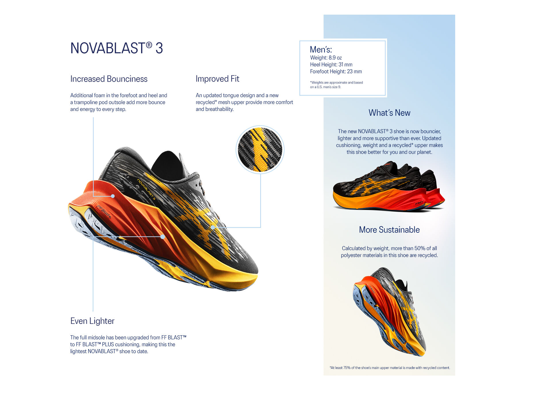 Men's NOVABLAST 3 | Black/Amber | Running Shoes | ASICS