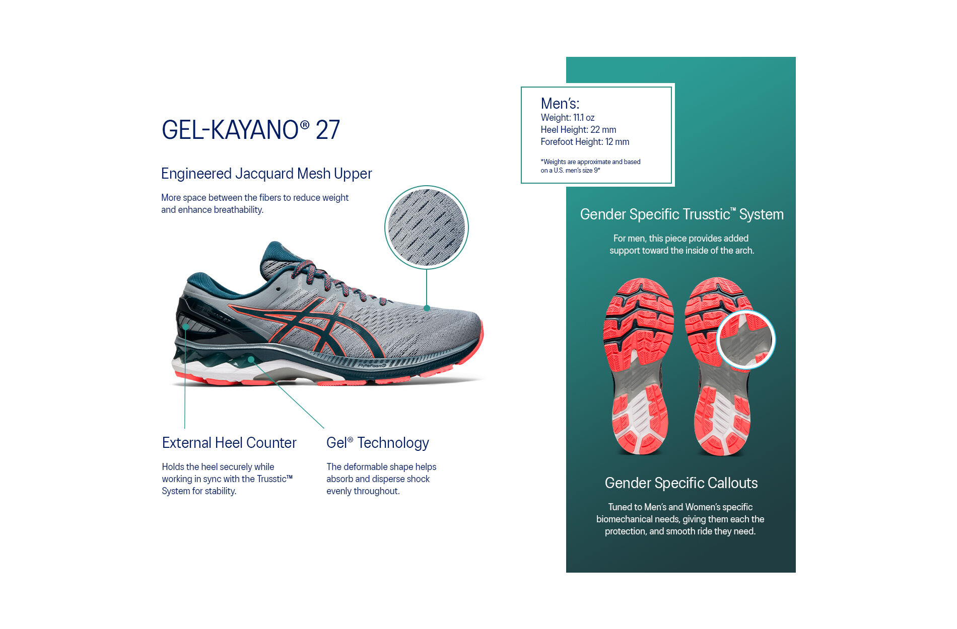 Men's GEL-KAYANO 27 | White/Peacoat | Running Shoes | ASICS