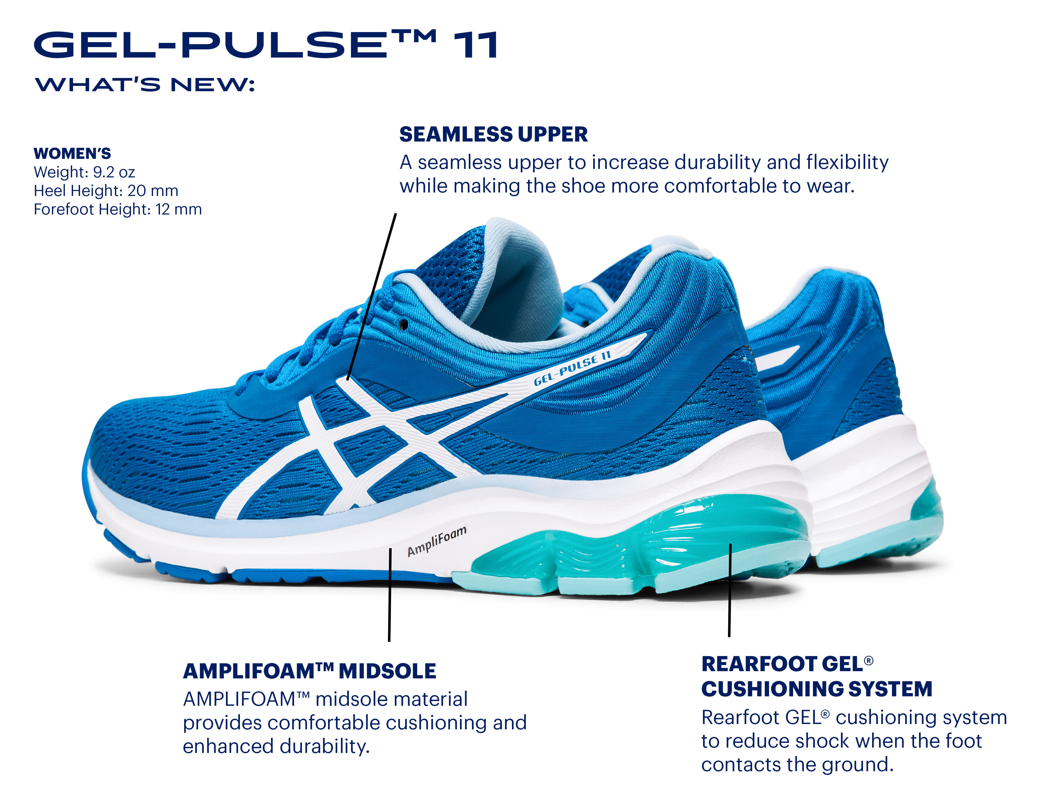 Women's GEL-PULSE 11 | Directoire Blue/ White | Running Shoes | ASICS