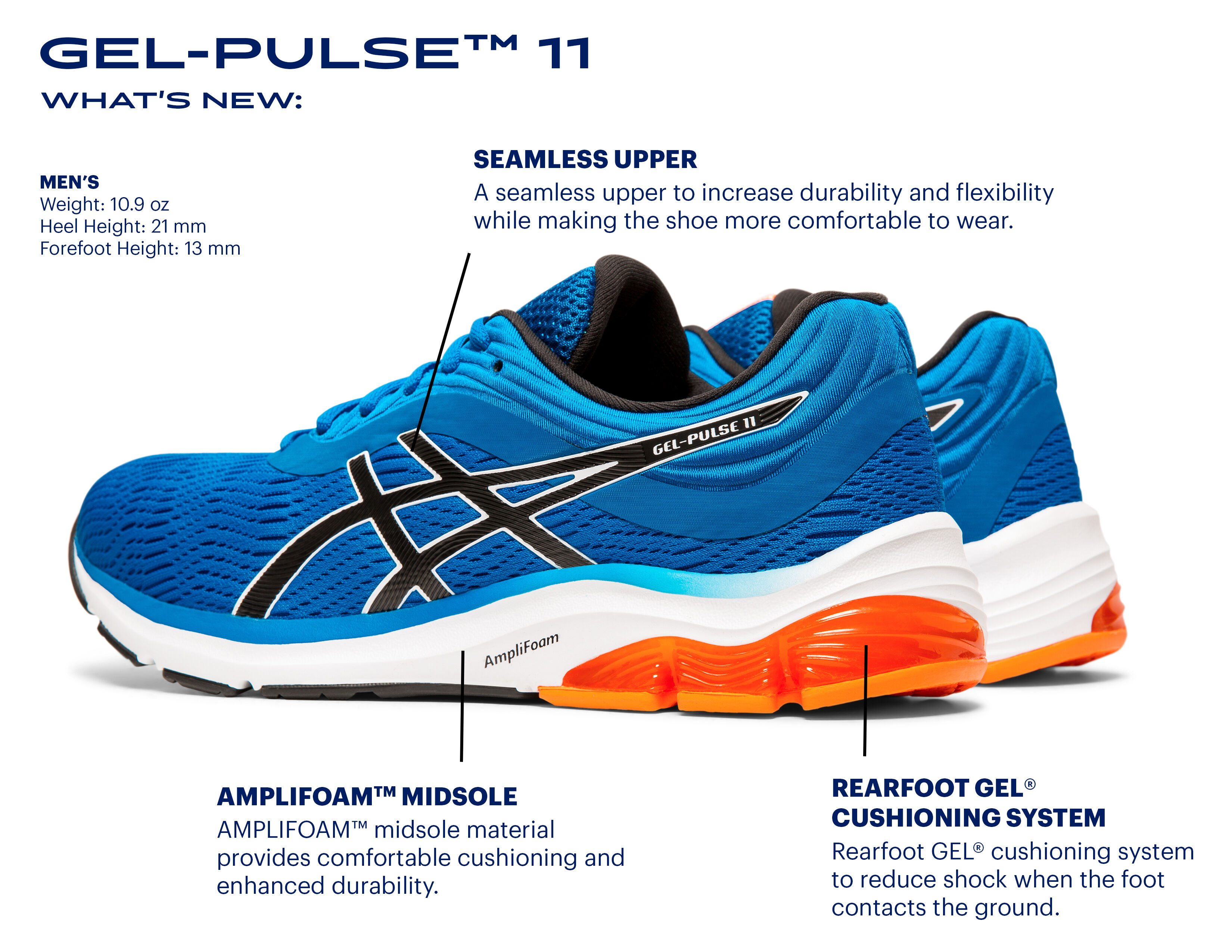 Men's GEL-PULSE 11 | Directoire Blue/ White | Running Shoes | ASICS