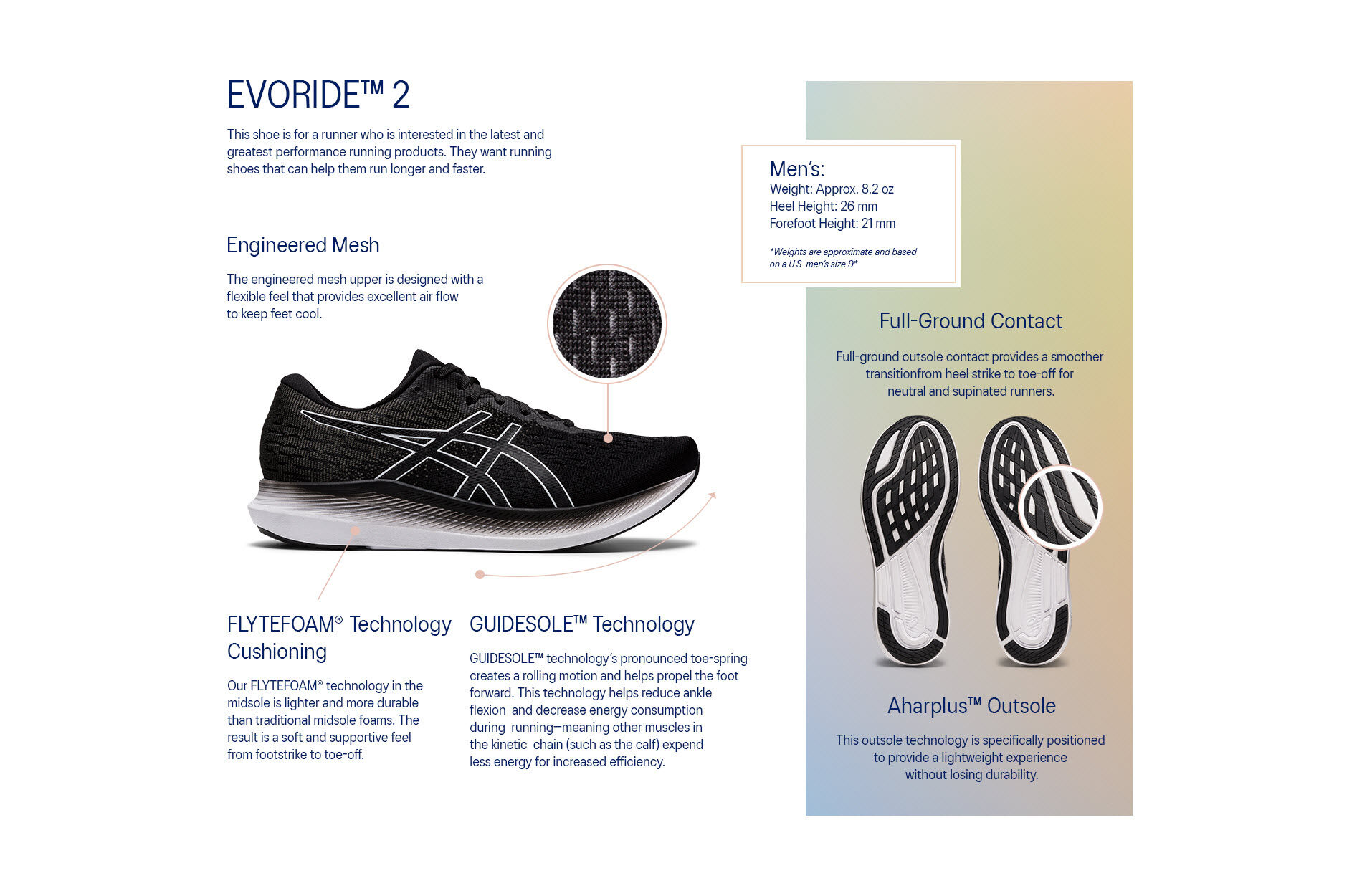 Men's EVORIDE 2 (2E) | Black/White | Running Shoes | ASICS