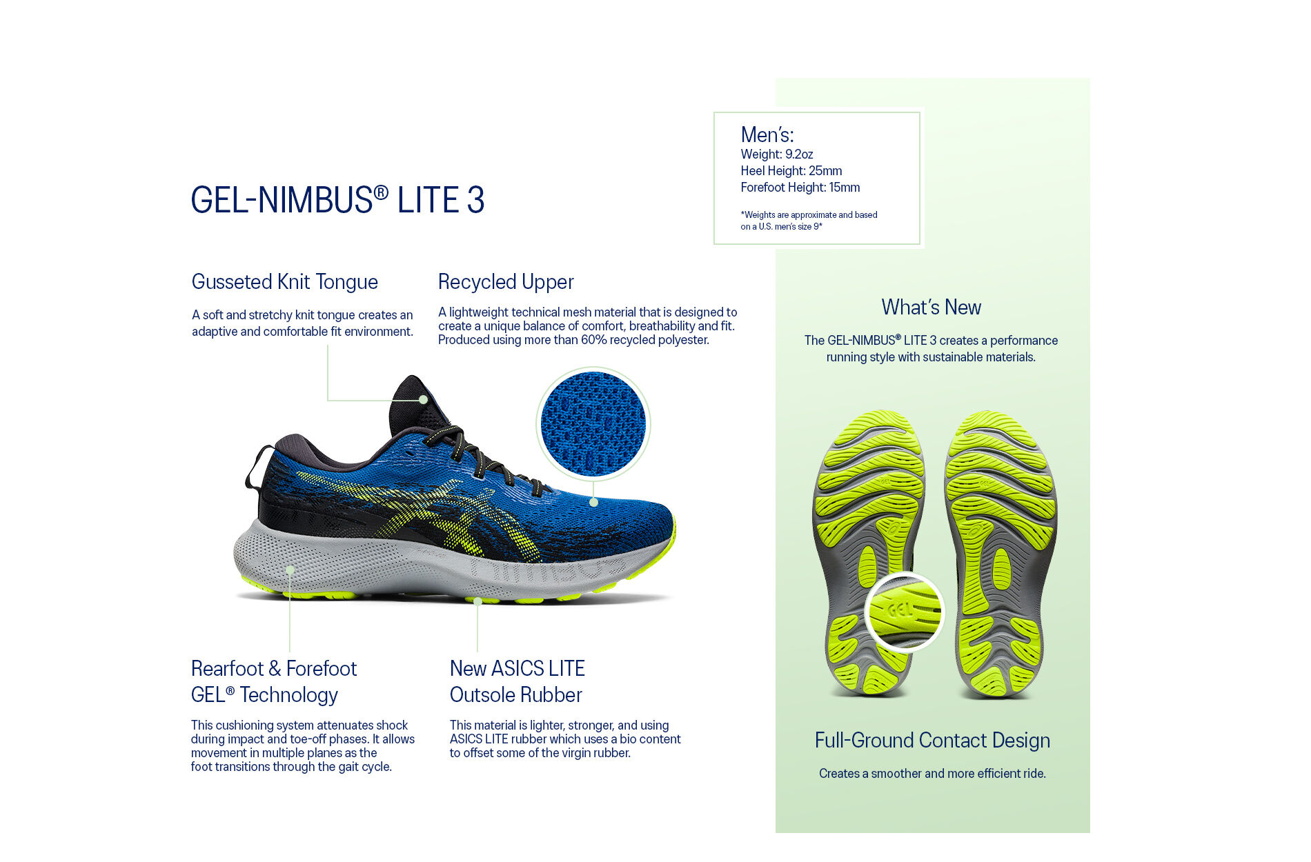 Men's GEL-NIMBUS LITE 3 | Black/Hazard Green | Running Shoes | ASICS