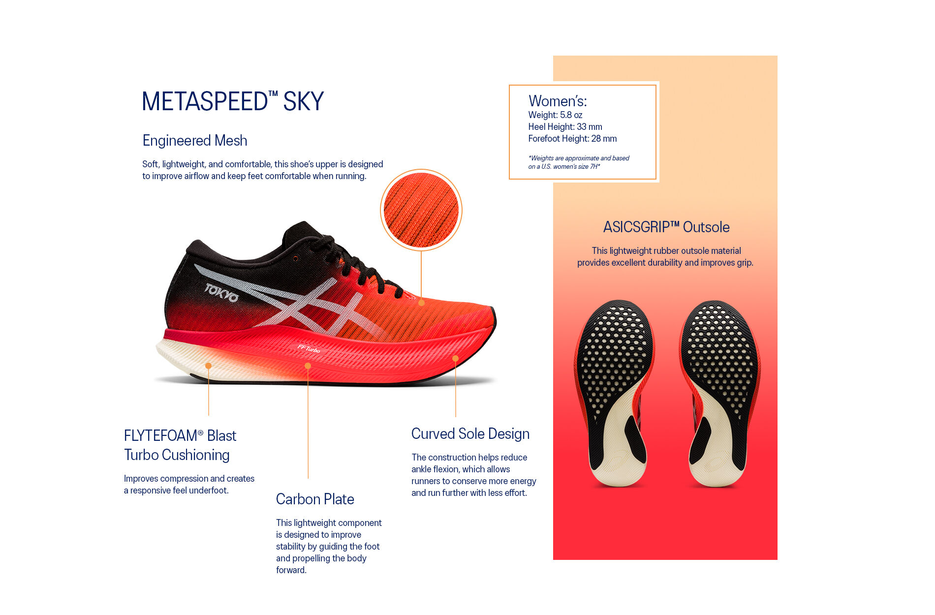 Women's METASPEED SKY | Sunrise Red/White | Running Shoes | ASICS