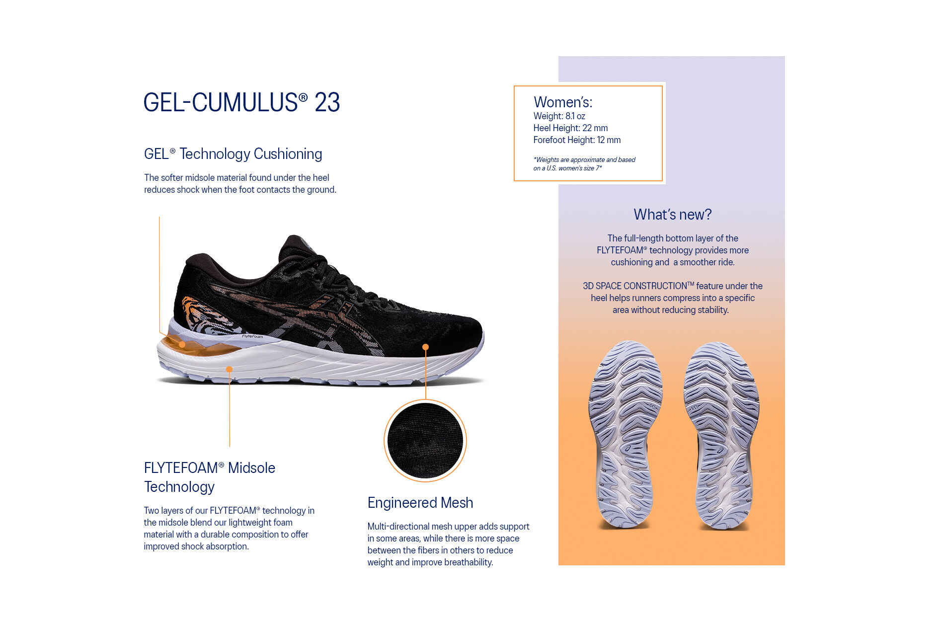 Women's GEL-CUMULUS 23 (D) | Black/Graphite Grey | Running Shoes | ASICS