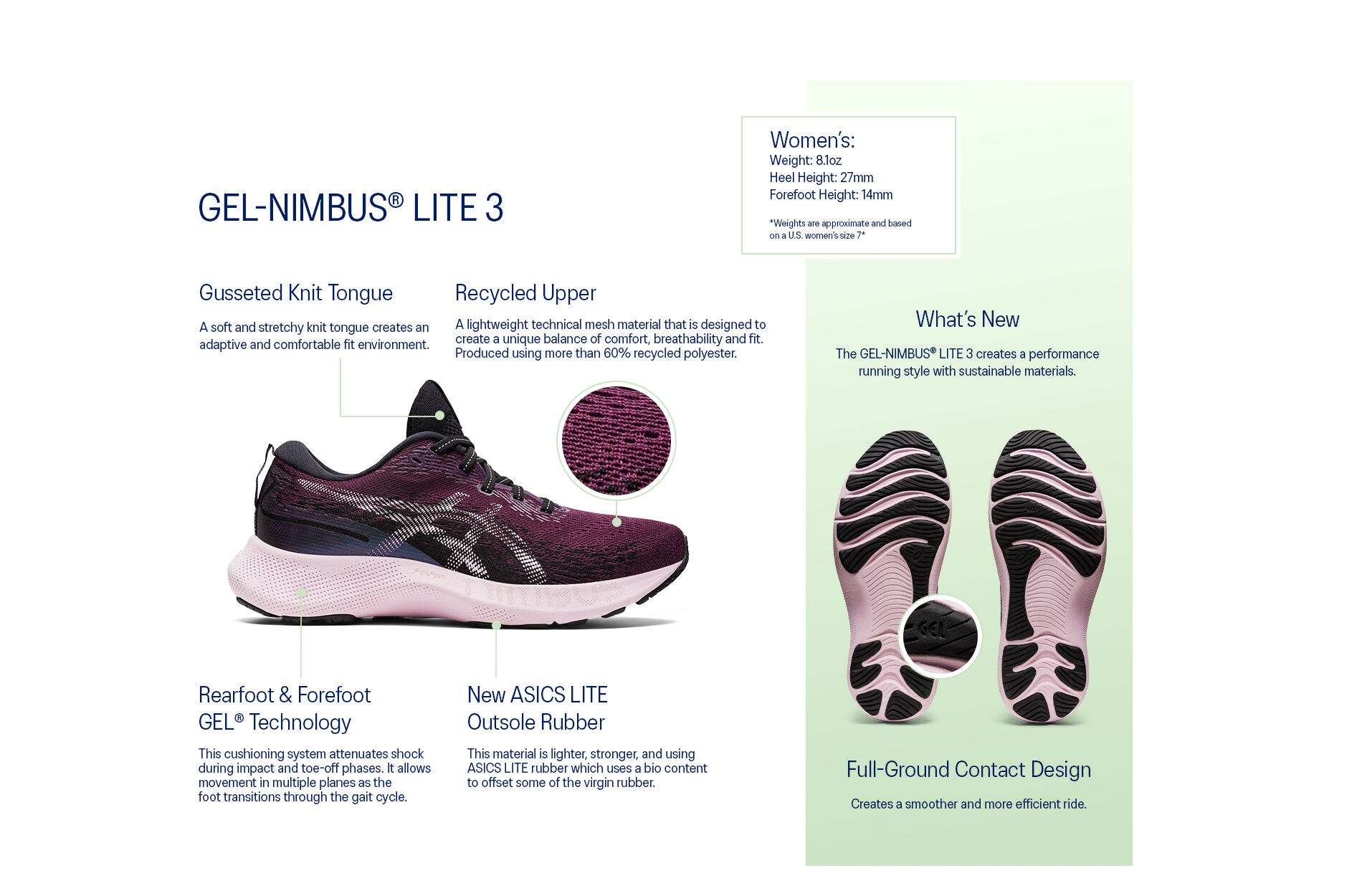 Women's GEL-NIMBUS LITE 3 | Deep Plum/Barely Rose | Running Shoes | ASICS