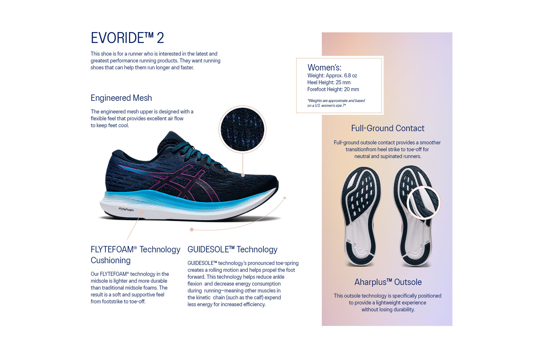 Women's EVORIDE 2 | French Blue/Digital Grape | Running Shoes | ASICS