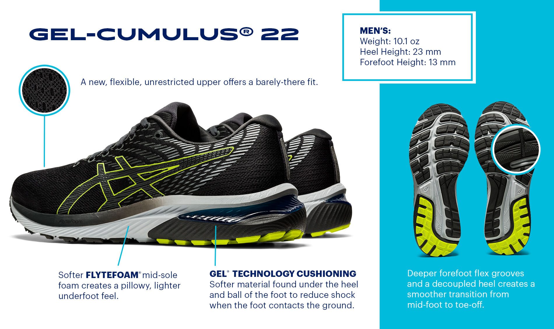 Men's GEL-CUMULUS 22 | White/Black | Running Shoes | ASICS