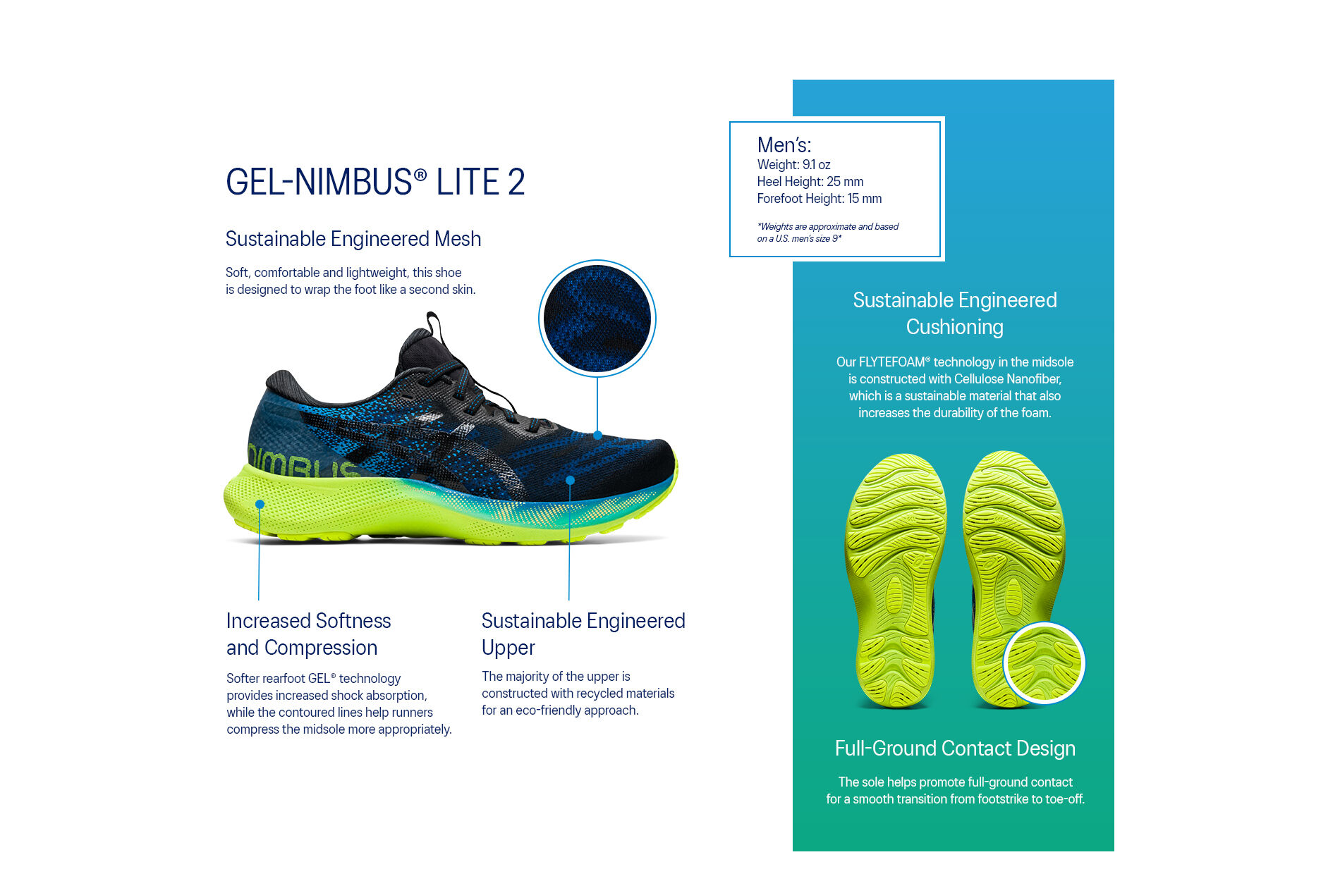 Men's GEL-NIMBUS LITE 2 | Reborn Blue/Black | Running Shoes | ASICS