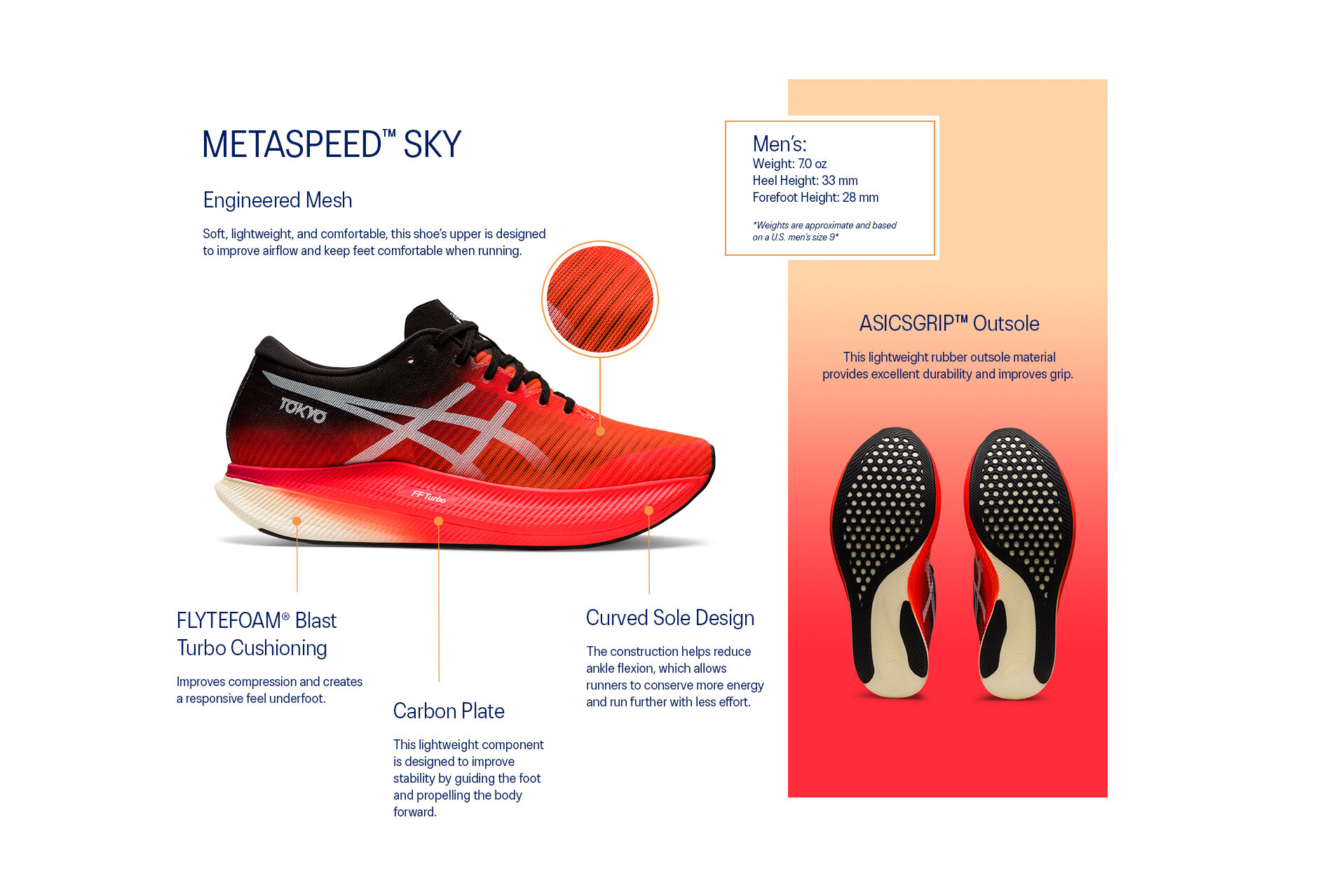Men's METASPEED SKY | Sunrise Red/White | Running Shoes | ASICS