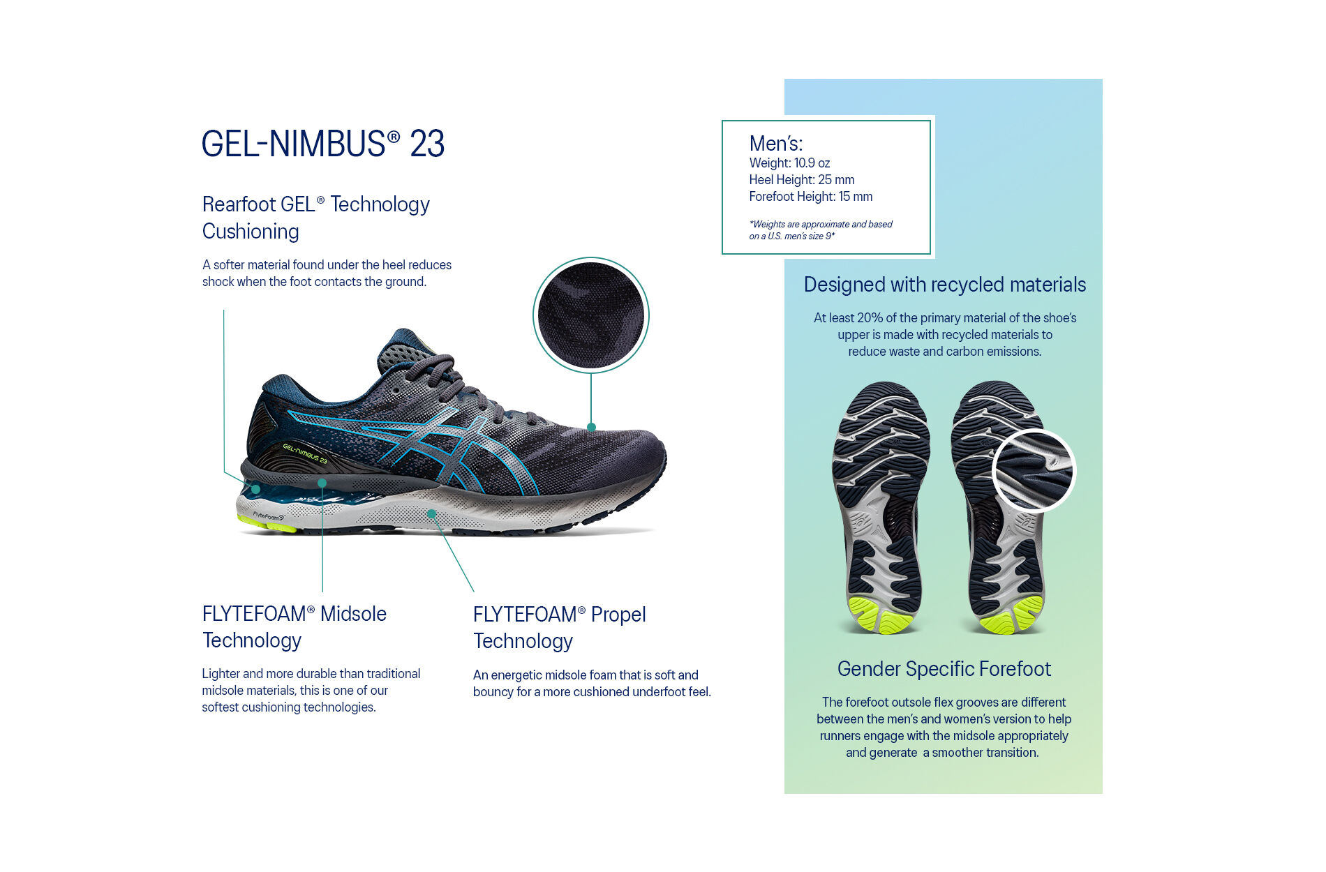 Men's GEL-NIMBUS 23 | Clear Blue/Gunmetal | Running Shoes | ASICS