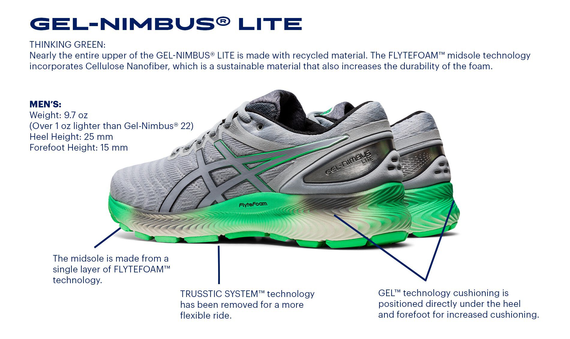 Men's GEL-NIMBUS LITE | White/Piedmont Grey | Running Shoes | ASICS