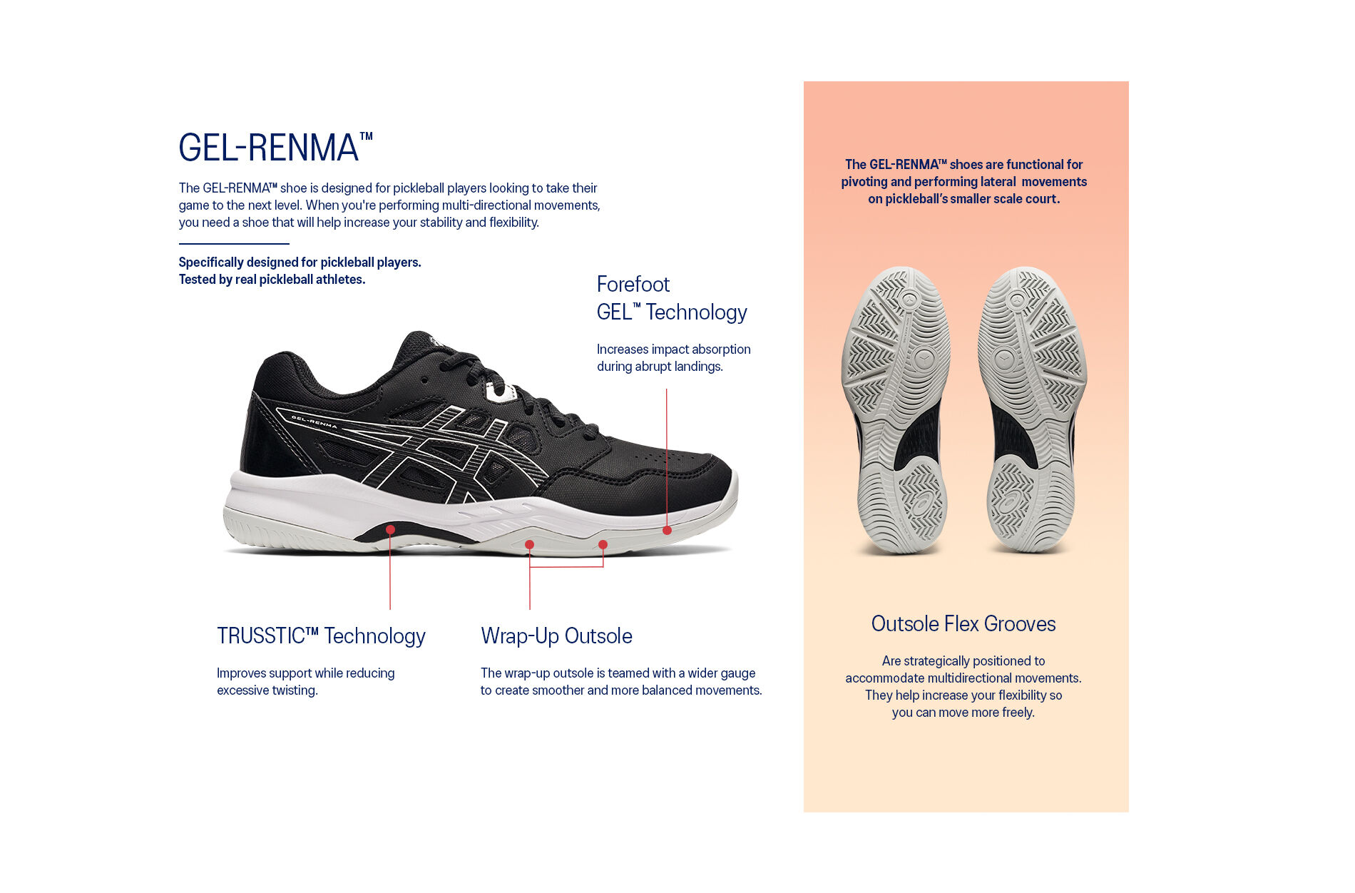 Women's GEL-RENMA | Black/White | Pickleball Shoes | ASICS